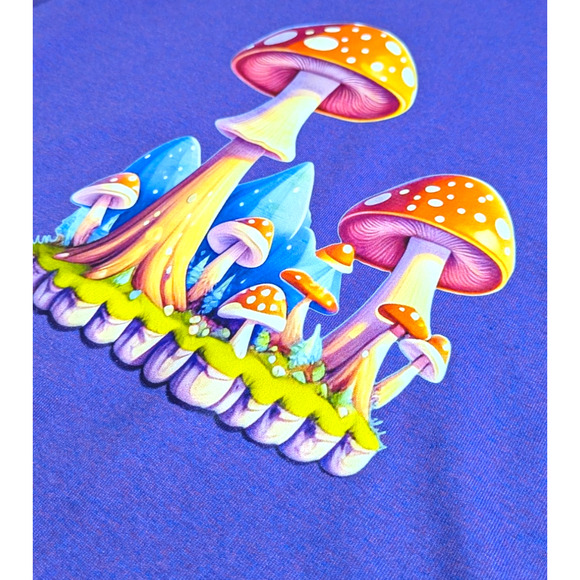 Purple - Mushroom - Graphic Tee Shirt - Size M - Picture 5 of 7